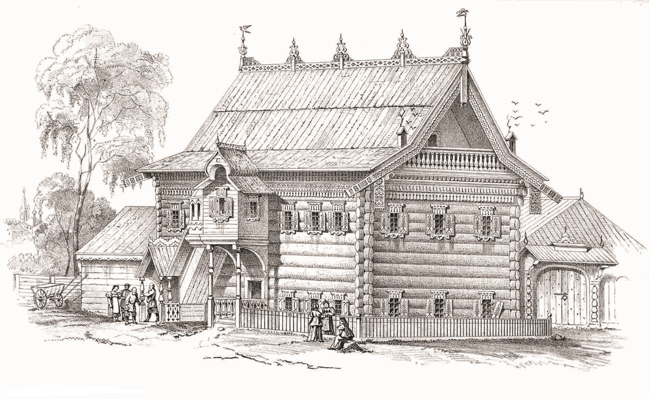 Изба в селе Вичуге Кинешемского уезда. Н. Г. Чернецов, 1838.